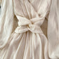 Champagne V Neck Long Sleeve Dress Fashion Dress  10894