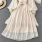 Champagne V Neck Long Sleeve Dress Fashion Dress  10894