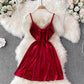 Sexy V-Ausschnitt, kurzes A-Linien-Kleid, modisches Kleid 10893