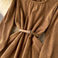 Robe simple à manches longues en velours côtelé Robe tendance 10887