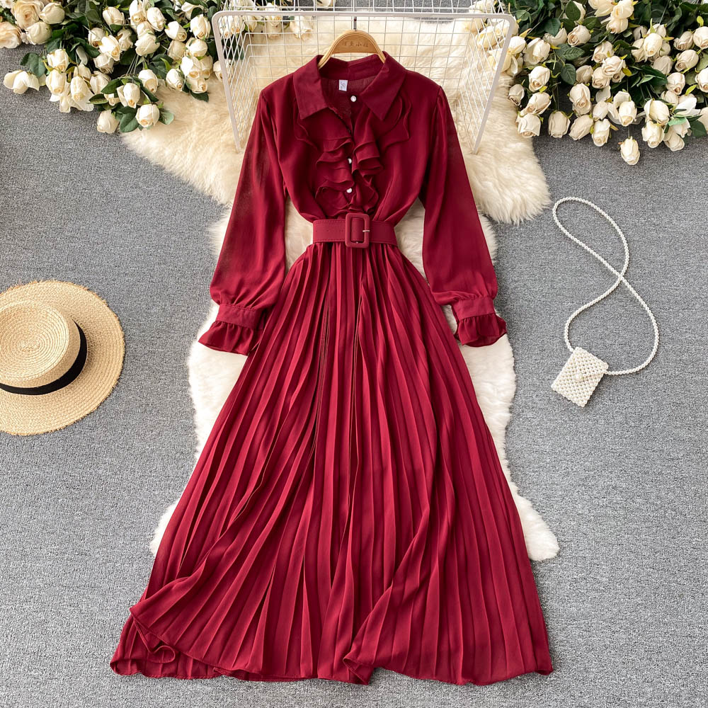 Elegant Chiffon Long Sleeve Dress Fashion Dress  10856
