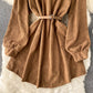 Robe simple à manches longues en velours côtelé Robe tendance 10887