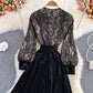 Black V Neck Lace A Line Dress Fashion Dress  10888