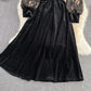 Black V Neck Lace A Line Dress Fashion Dress  10888