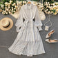 Modisches A-Linien-Tupfen-Langarmkleid Modekleid 10924