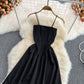 Schwarzes A-Linie Off-Shouler-Kleid Modekleid 10838 