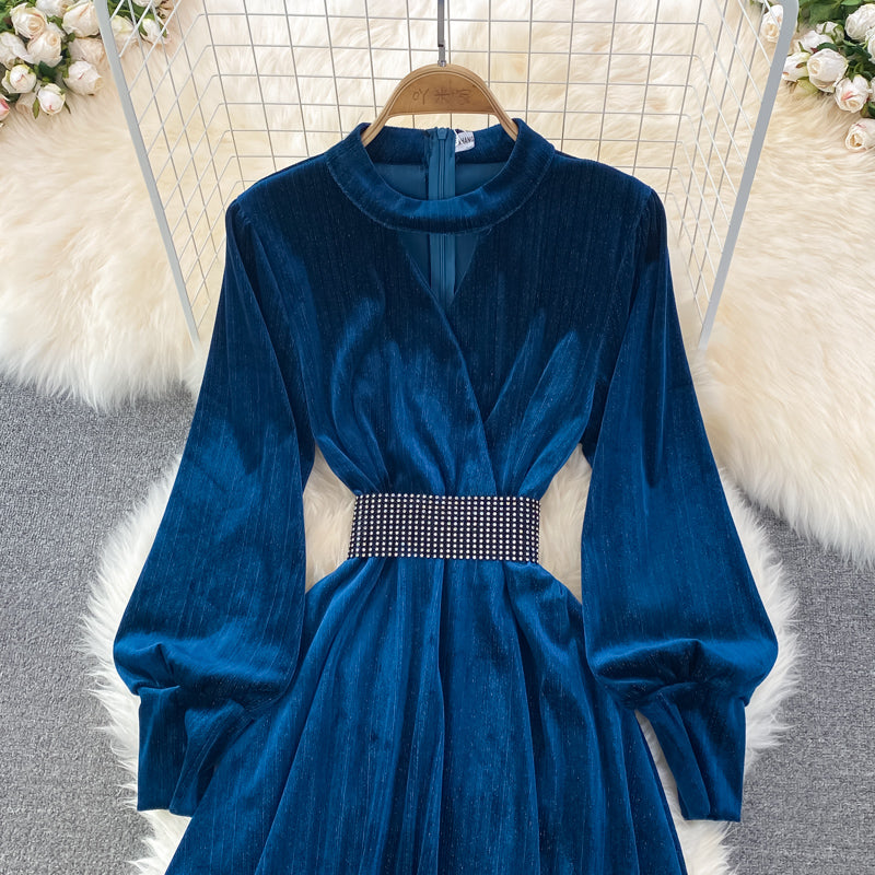 Robe élégante à manches longues en velours Robe tendance 10849