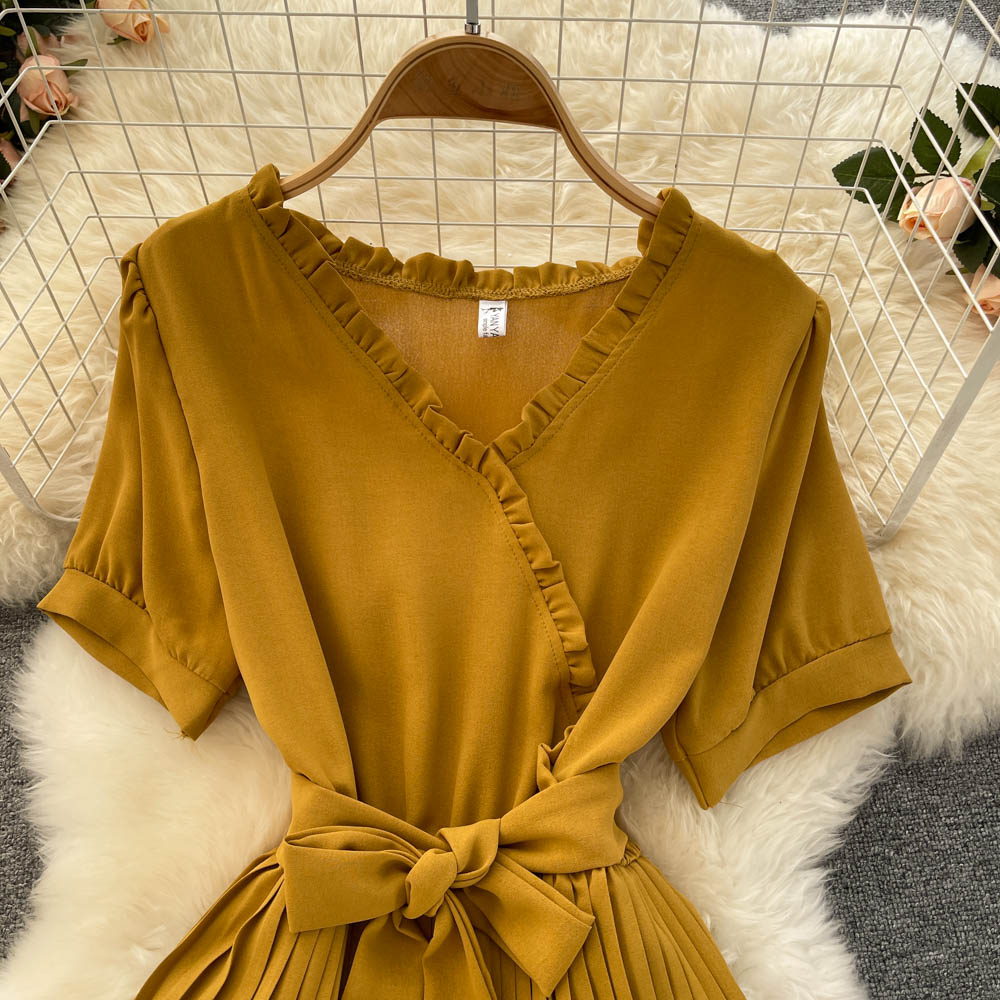 Cute V Neck Chiffon Short Dress Fashion Dress  10816