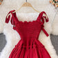 Robe courte rouge coupe A pour fille tendance 10800
