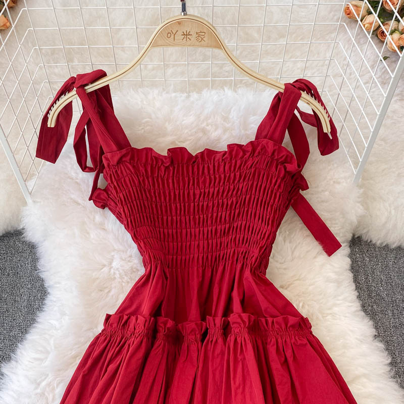 Robe courte rouge coupe A pour fille tendance 10800