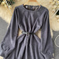 Robe simple à manches longues en velours côtelé Robe tendance 10887