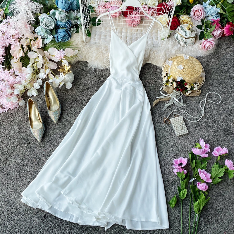 Elegantes A-Linienkleid aus Satin mit V-Ausschnitt Modekleid 10857