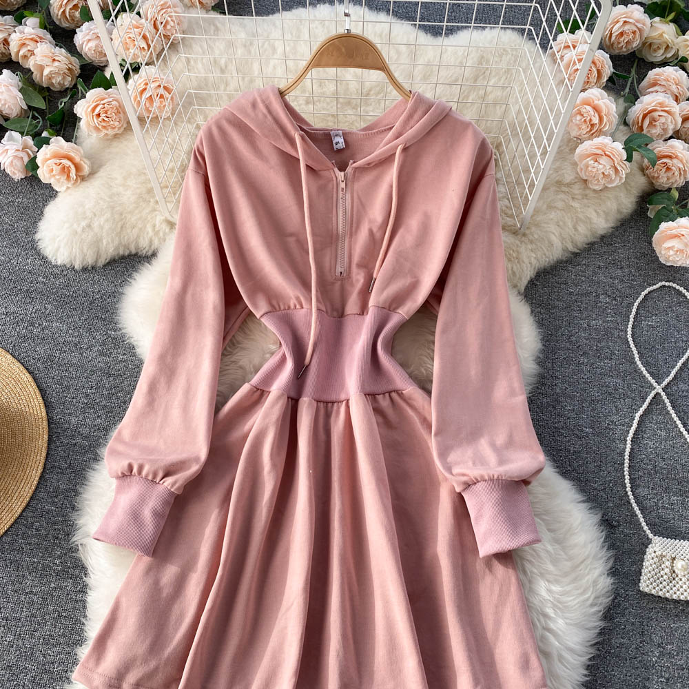 Casual Hooded A Line Dress  10787
