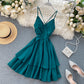 Robe courte mignonne à col en V Robe trapèze tendance 10876