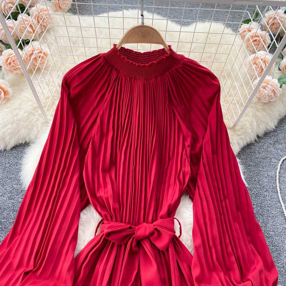 Simple Chiffon Long Sleeve Dress A Line Fashion Dress  10845