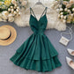 Robe courte mignonne à col en V Robe trapèze tendance 10876