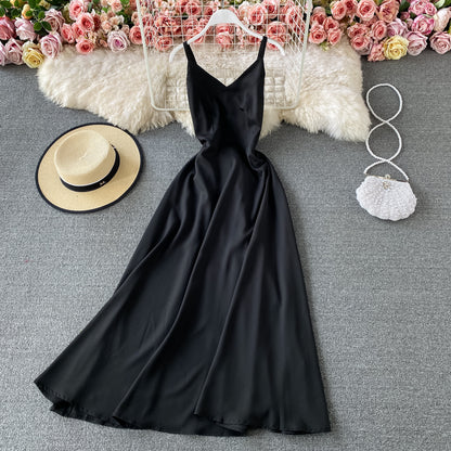 Einfaches kurzes Kleid mit V-Ausschnitt A-Linie Modekleid 10879