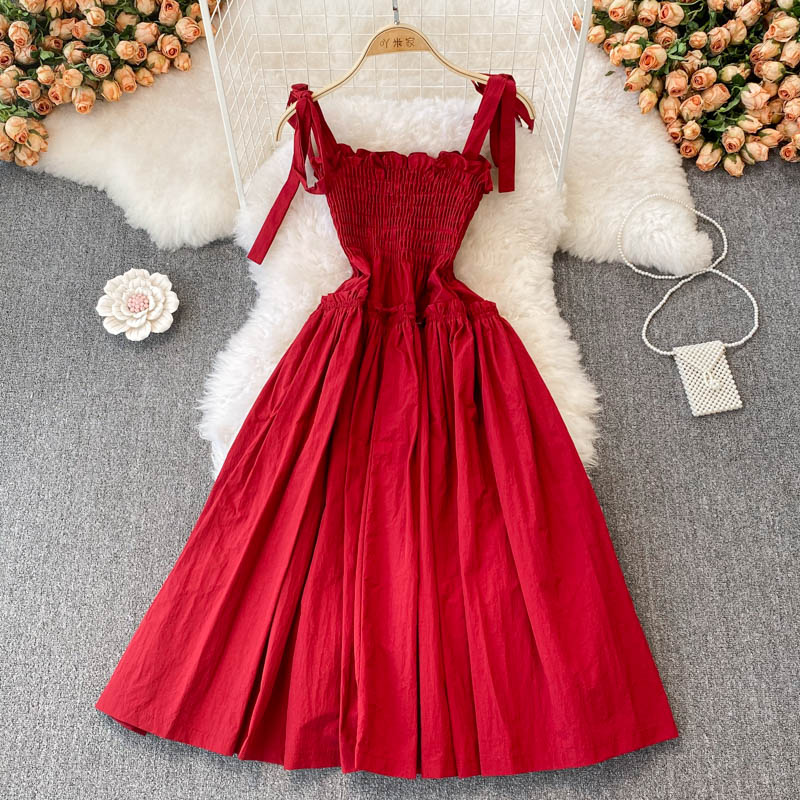 Robe courte rouge coupe A pour fille tendance 10800