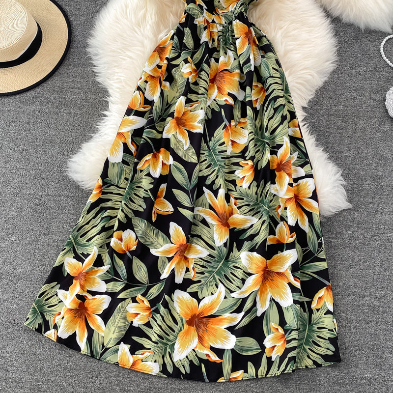Robe fleurie mignonne à col en V avec nœud Robe tendance 10790