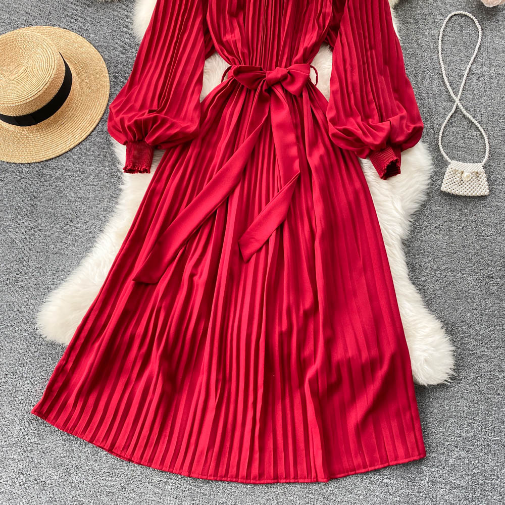Simple Chiffon Long Sleeve Dress A Line Fashion Dress  10845