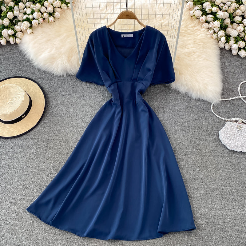 Simple V Neck Short Dress Fashion Dress  10865