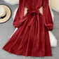 Süßes A-Linien-Langarmkleid Modekleid 10829