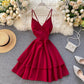 Robe courte mignonne à col en V Robe trapèze tendance 10876