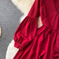 Robe mignonne à manches longues et col en V Robe trapèze tendance 10850