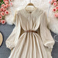 Süßes langärmliges Spitzenkleid A-Linie Modekleid 10841
