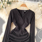 Sexy V-Neck Drawstring Dress Fashion Dress  10815
