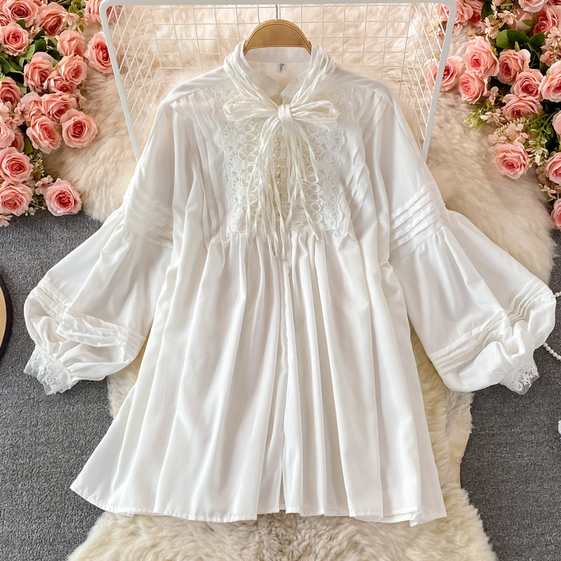 Robe à manches longues en dentelle douce Robe tendance 10744