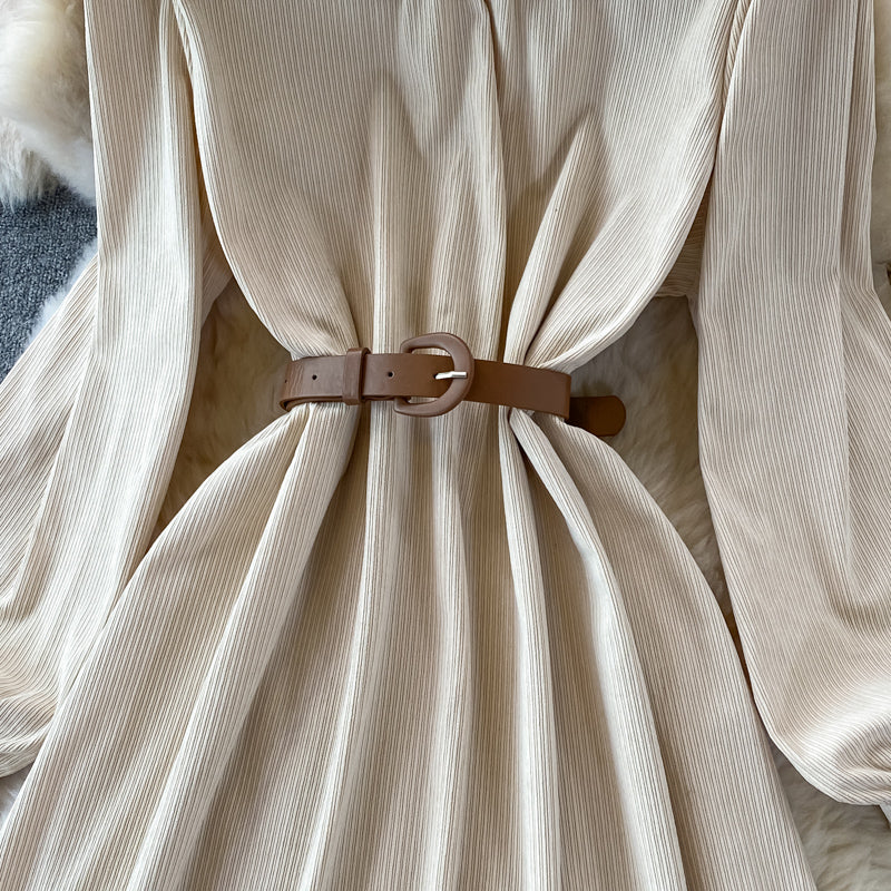 Süßes langärmliges Spitzenkleid A-Linie Modekleid 10841