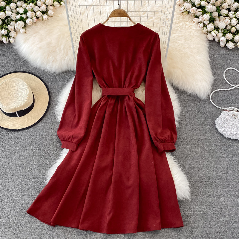 Süßes A-Linien-Langarmkleid Modekleid 10829