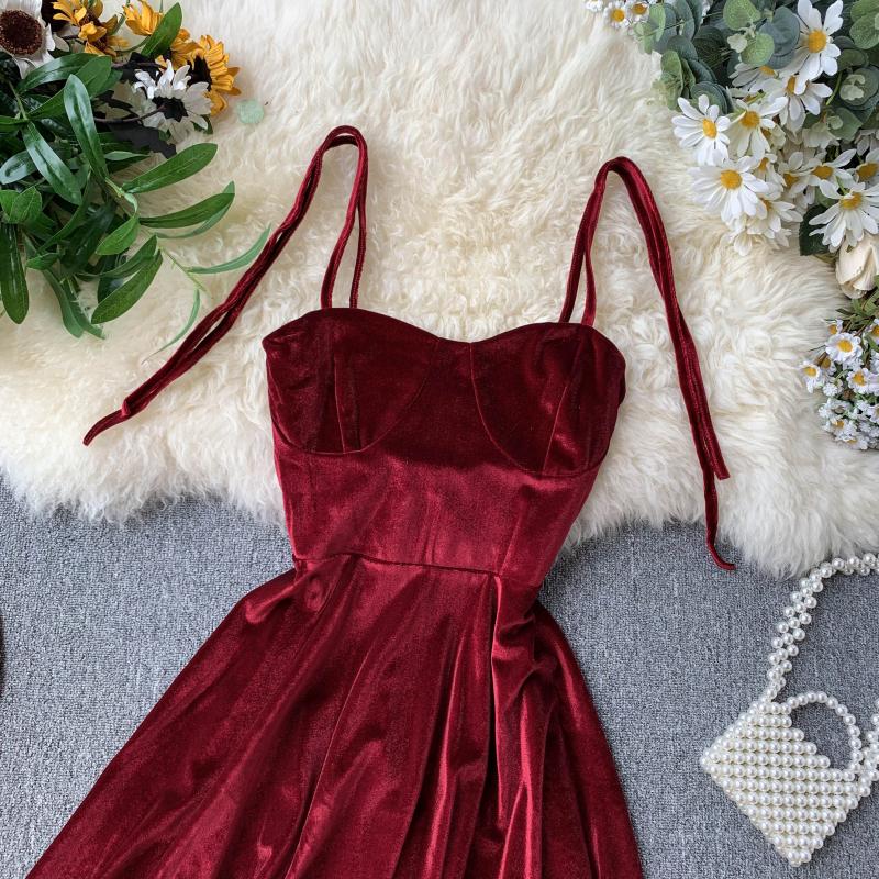 Niedliches kurzes Samtkleid in A-Linie Modekleid 10789 