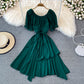 Simple Lace-Up Dress With Irregular Dress  10738