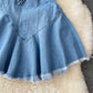 Süßes Schnür-Denimkleid A-Linie Modekleid 10733
