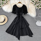 Simple Lace-Up Dress With Irregular Dress  10738