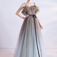 Graugrünes Tüll Pailletten langes Ballkleid Abendkleid 10616