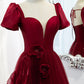 Burgund Satin Tüll langes Ballkleid Abendkleid 10598