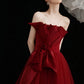 Burgund Tüll langes Ballkleid A-Linie Abendkleid 10603