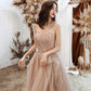 Cute tulle sequins long prom dress A line evening gown  10486