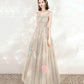 Champagne tulle sequins long prom dress evening dress  10542