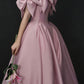 Robe de bal longue en satin rose avec nœud au design unique, robe de princesse 10585