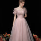 Pink tulle beads short prom dress A line homecoming dress  10518