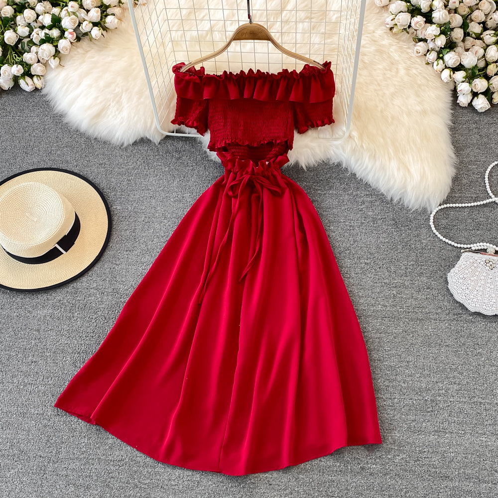 Cute A Line Off Shoulder Dress Short Dress  10723