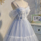 Blue tulle lace short prom dress homecoming dress  10540