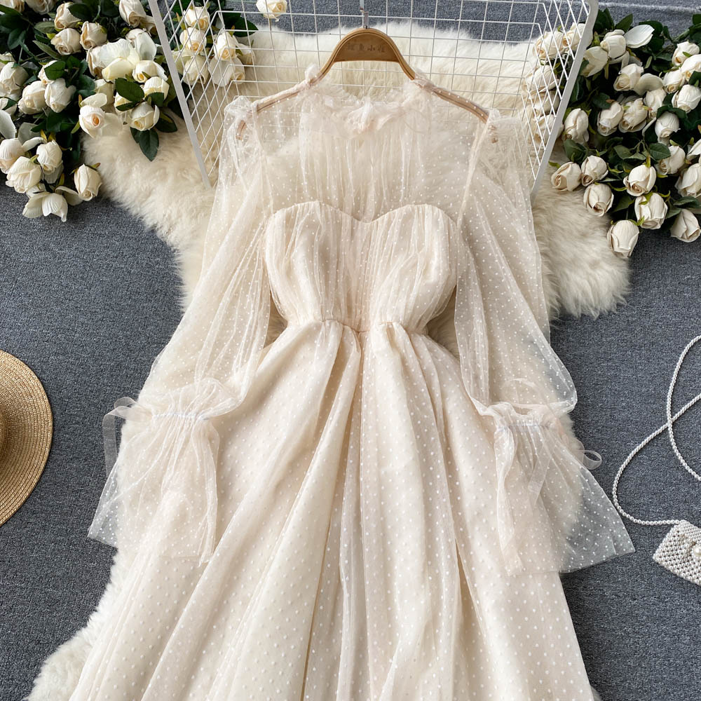 Süßes Tüll-Langarmkleid Modekleid 10659