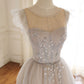 Lilac Elegant Cute Beaded Long Tulle Ball Gown A-Line Evening Dress 10572