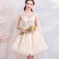 Champagne tulle lace short prom dress homecoming dress  10513