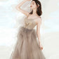 Cute tulle sequins long prom dress A line evening dress  10546